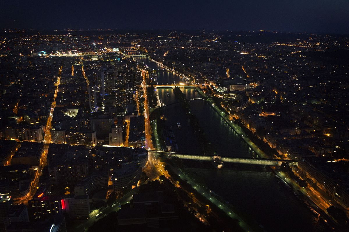 Paris by night, top of the eiffel tower